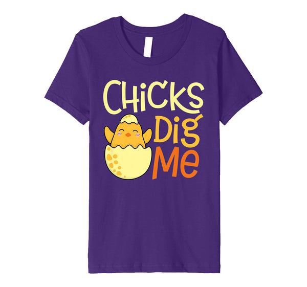 Chicks Dig Me Egg Hunt Happy Easter Kids Boys Girls T Shirt