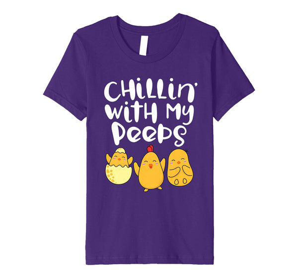 Chillin With My Peeps Happy Easter Kids Boys Girls T Shirt