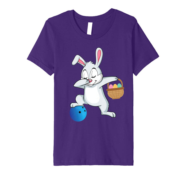 Bunny Rabbit With Easter Eggs Dabbing Playing Bowling Shirt