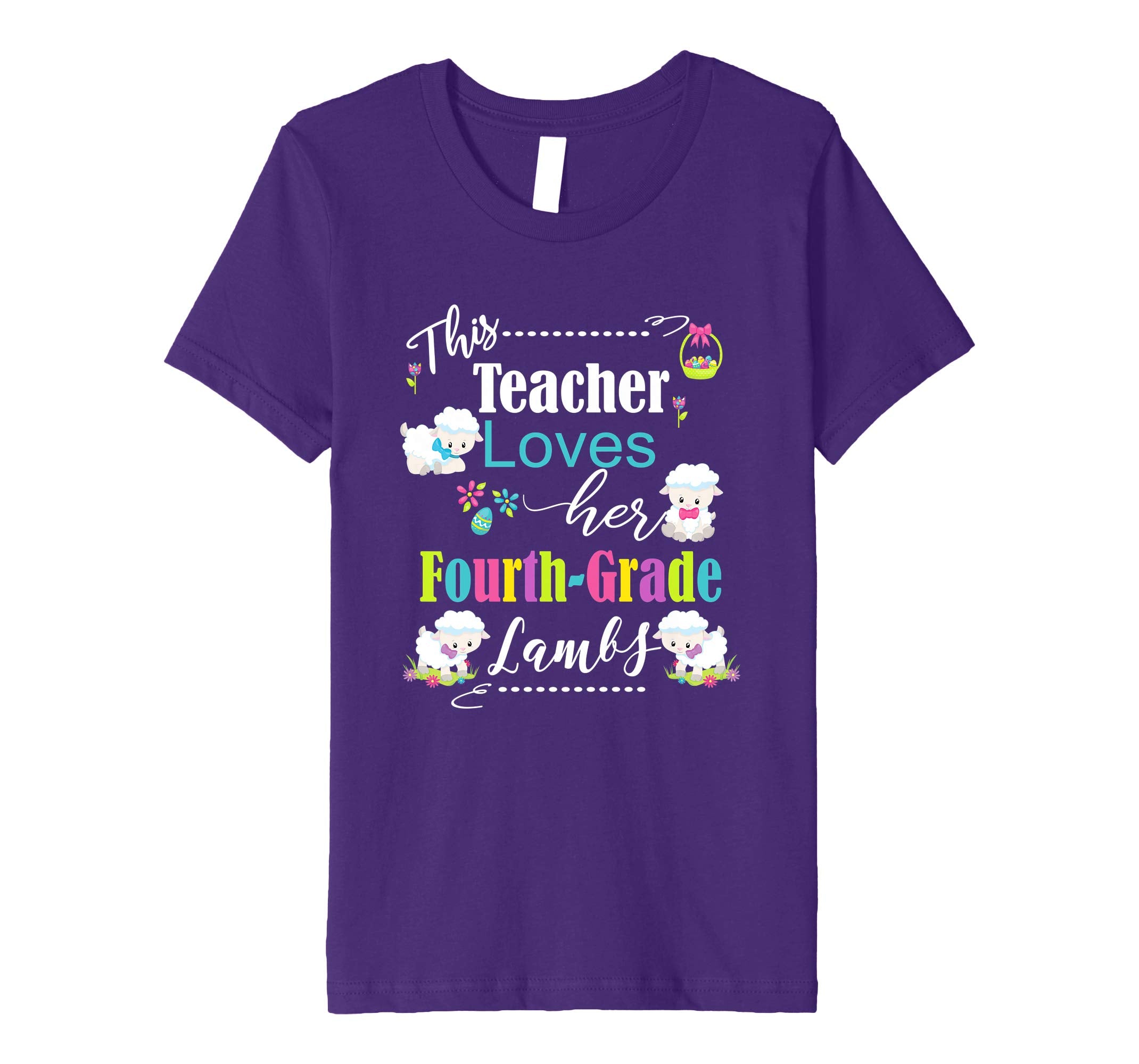 Fourth Grade Teacher Easter School Shirt Cute Love My Lambs
