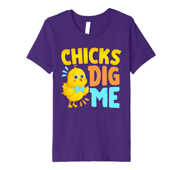 Chicks Dig Me Egg Hunt Happy Easter Kids Boys Girls T Shirt