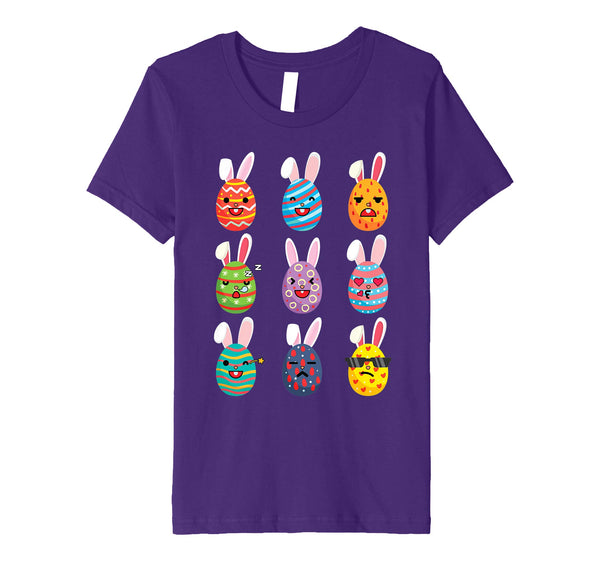 Nine Easter Eggs Bunny Emotion Face Happy Easter Day Shirt