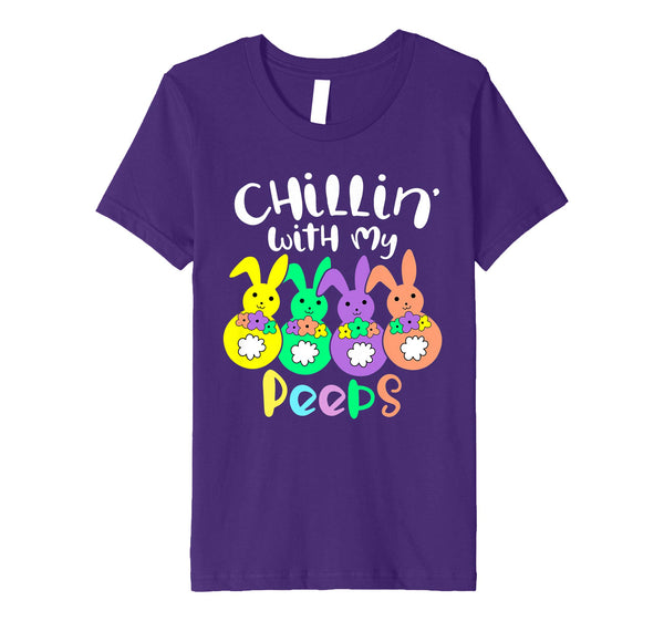 Chillin With My Peeps Happy Easter Kids Boys Girls T Shirt