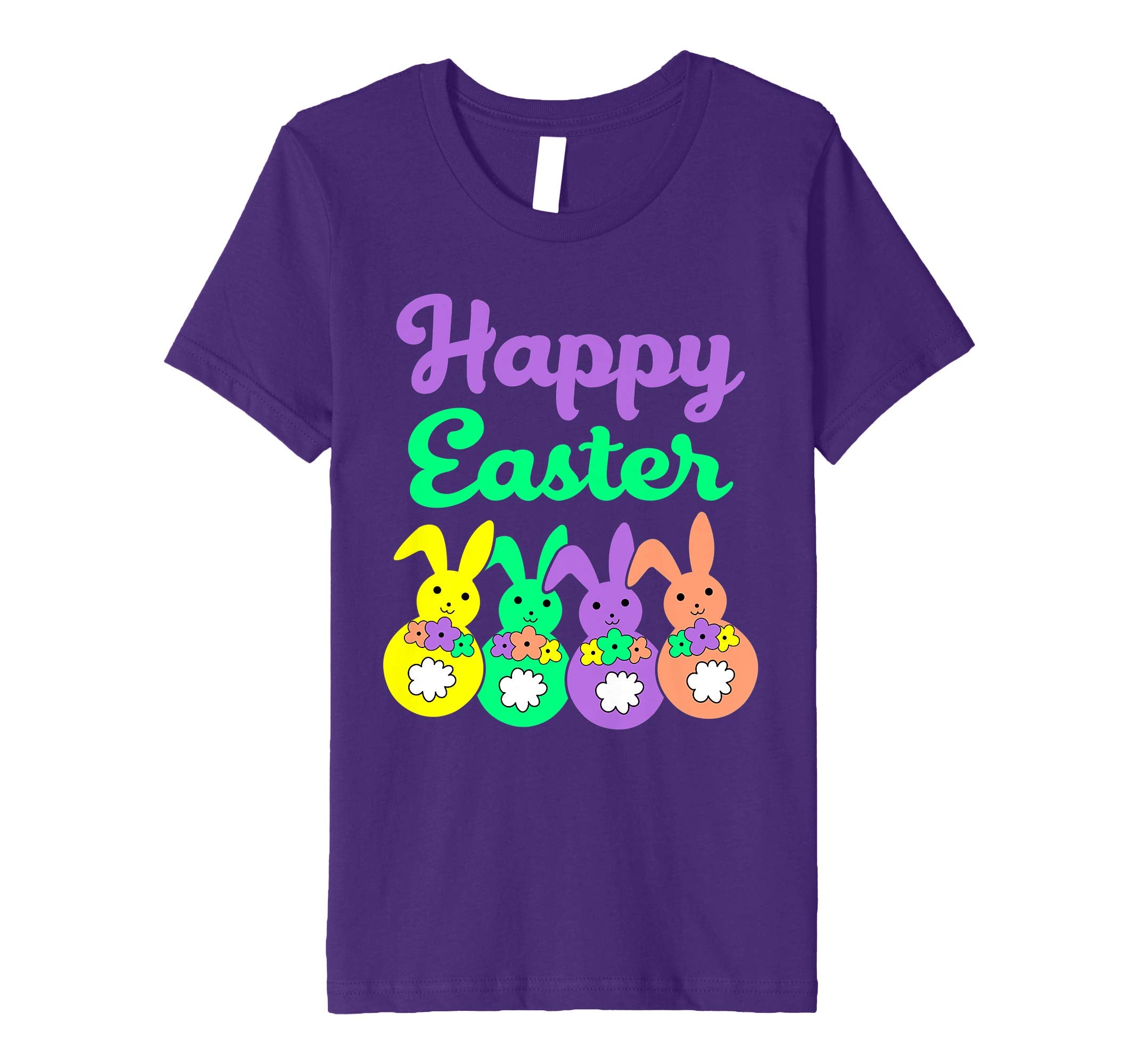Happy Easter Egg Hunt Bunnies Bow Boys Girls Kids T Shirt