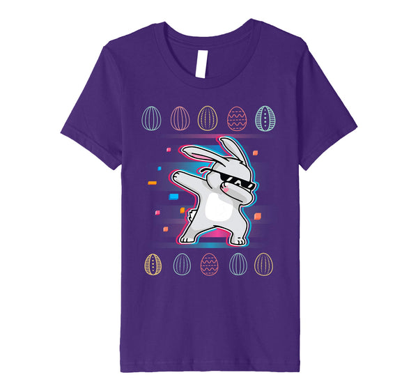 Neon Vintage Rabbit Bunny Dabbing Around Easter Eggs Shirt