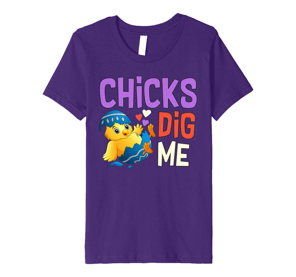 Chicks Dig Me Egg Hunt Happy Easter Kids Boys Girls T Shirt