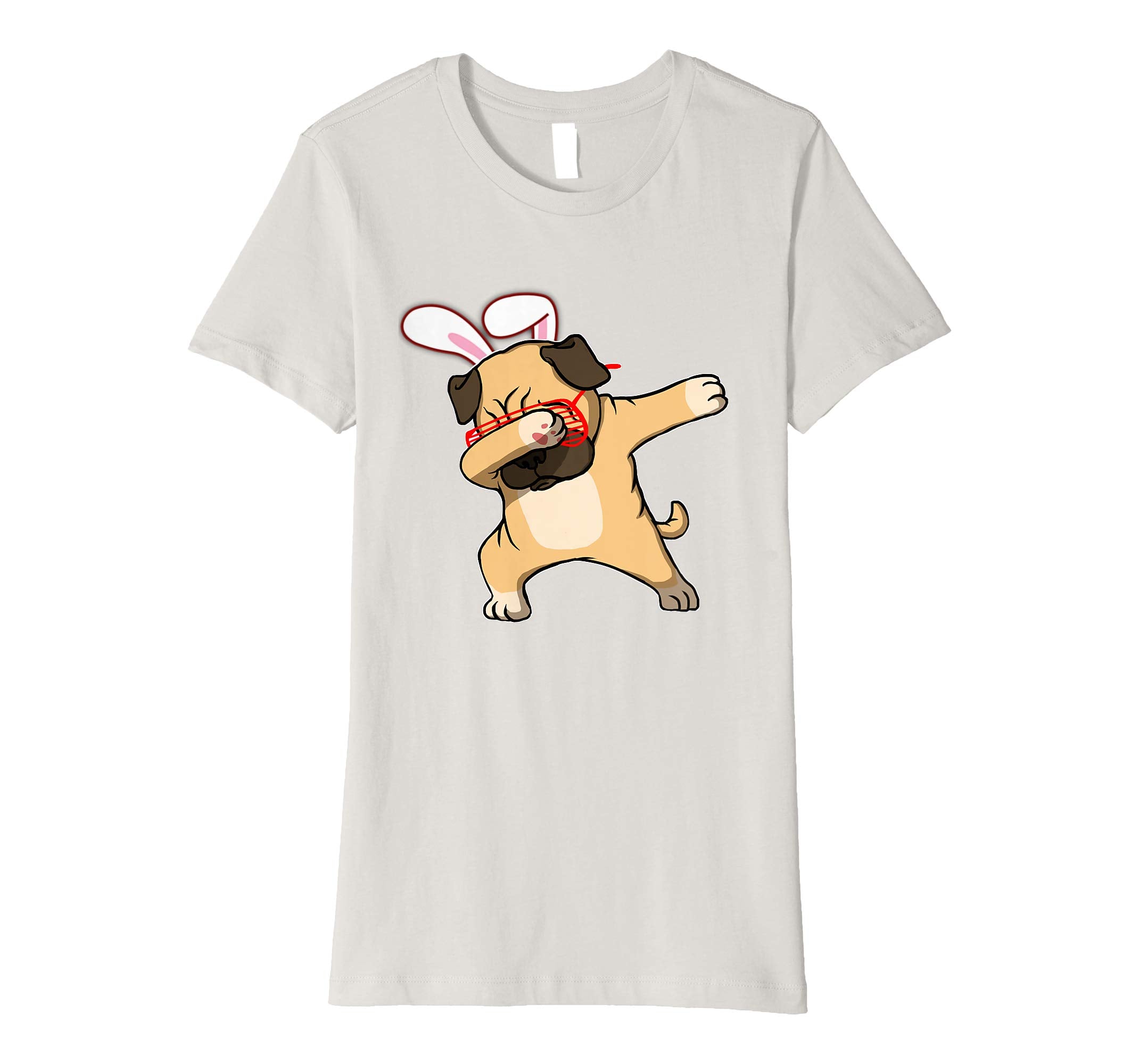 Easter Bunny Dabbing Pug Dog Tshirt Rabbit Ears Animal Gift