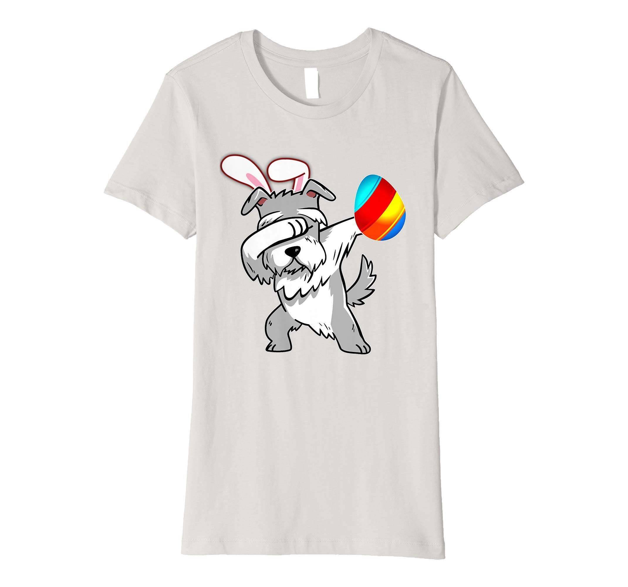 Easter Bunny Dabbing Schnauzer Dog Tshirt Egg Ears Gift