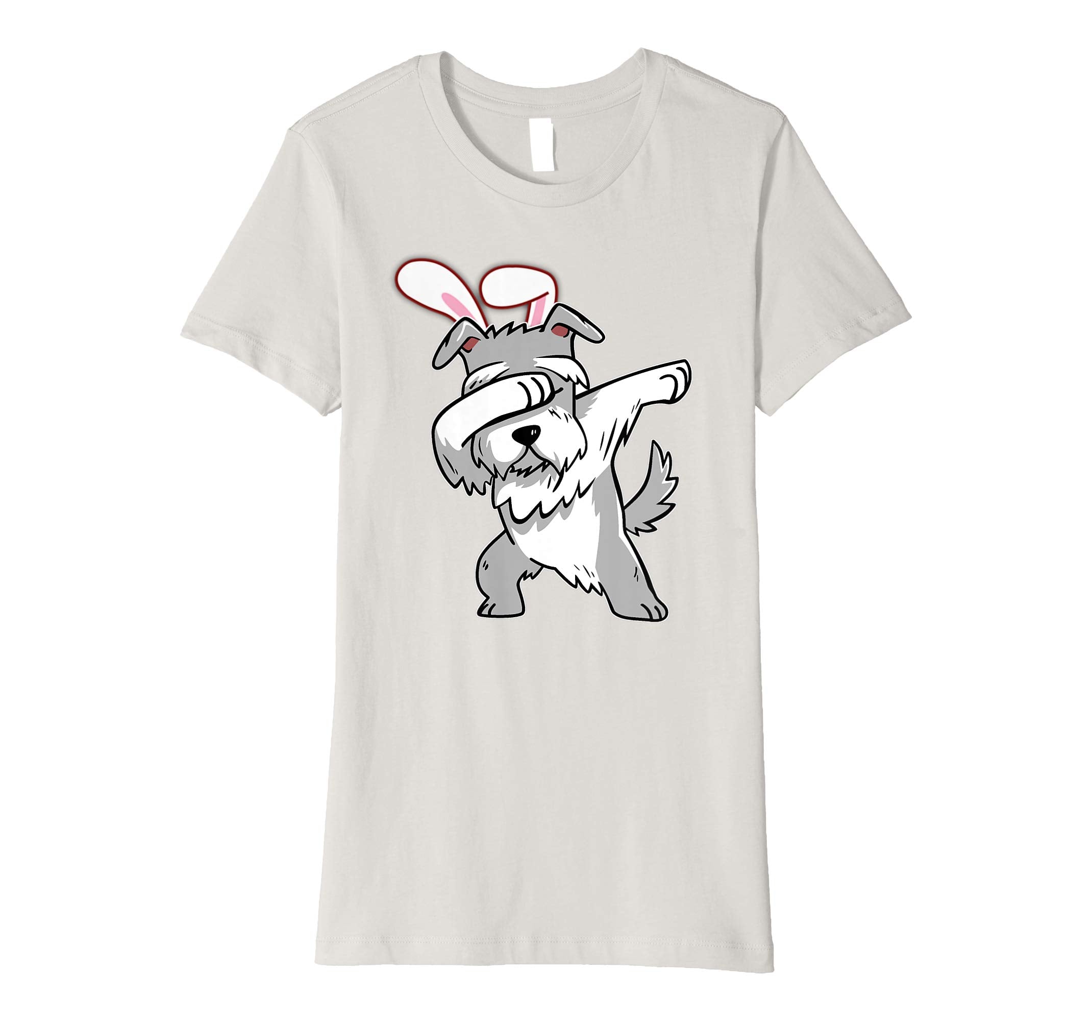 Easter Bunny Dabbing Schnauzer Dog Tshirt Rabbit Ears Gift