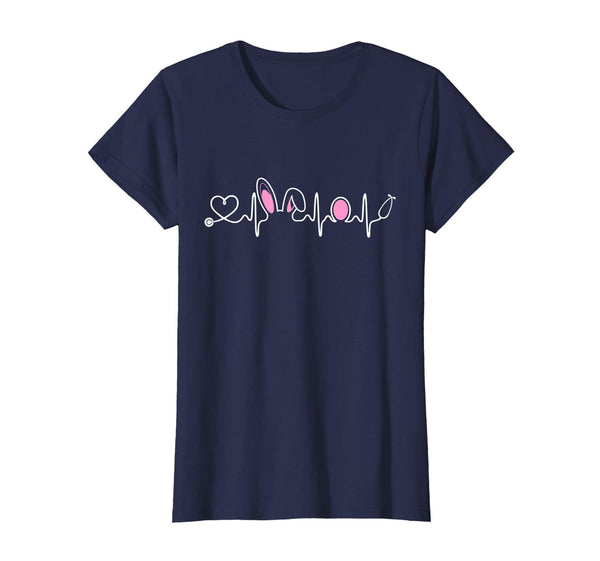 Nurse Doctor Easter Shirt Rabbit Ears and Eggs Heartbeat Tee