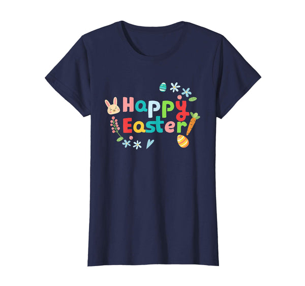 Happy Easter T-Shirt with Bunnies Eggs Flowers Carrots