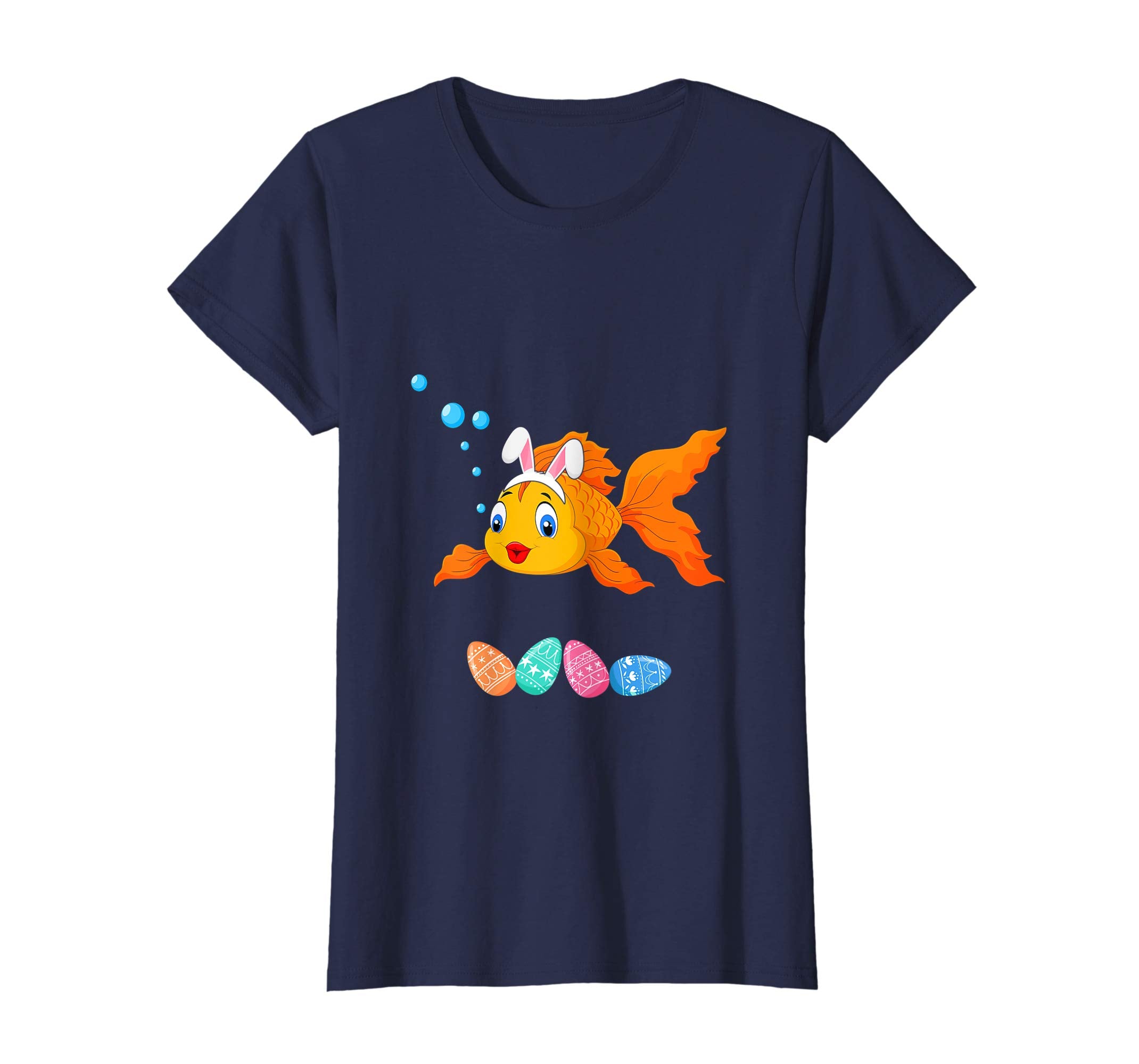 Funny Easter Goldfish With Bunny Ears And Eggs T Shirt