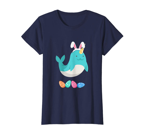 Funny Easter Narwhal With Bunny Ears And Eggs T Shirt