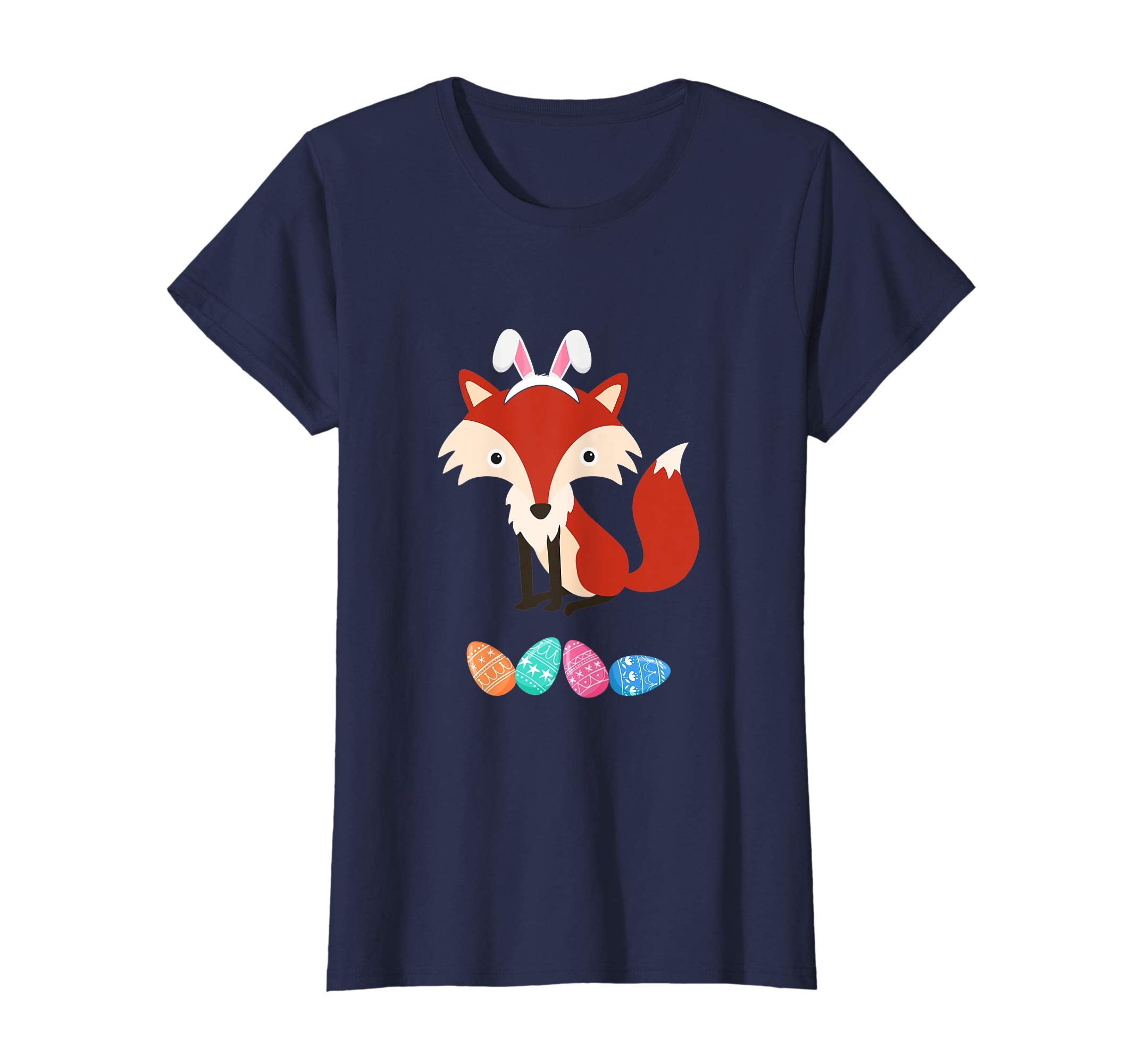 Funny Easter Fox With Bunny Ears And Eggs T Shirt