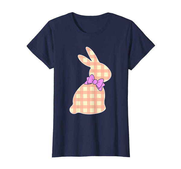 Happy Easter Buffalo Plaid Bunny Bow Boys Girls Kids T Shirt