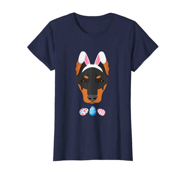 Funny Easter Doberman With Bunny Ears And Eggs T Shirt