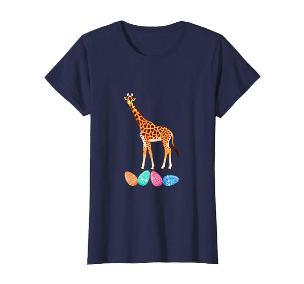 Funny Easter Giraffe With Bunny Ears And Eggs T Shirt