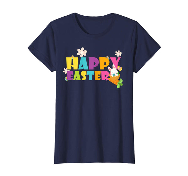Happy Easter T-Shirt with Bunnies Eggs Flowers Carrots