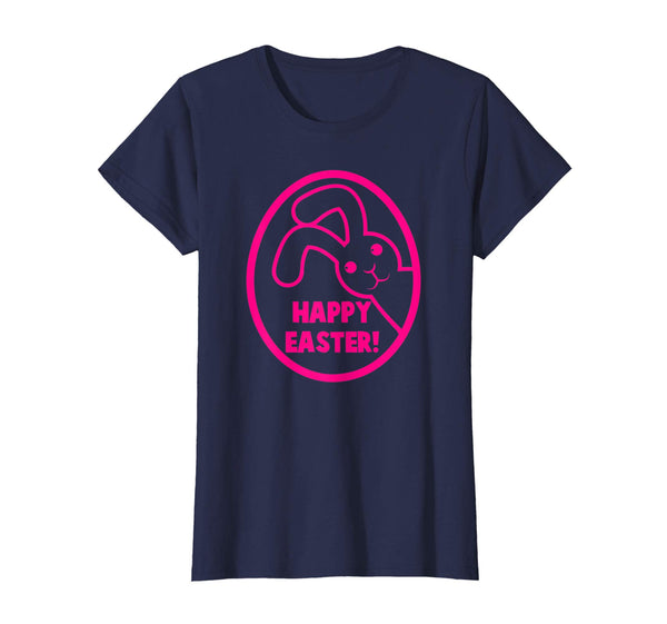 Tee HAPPY-EASTER in a circle with a bunny rabbit cute tshirt