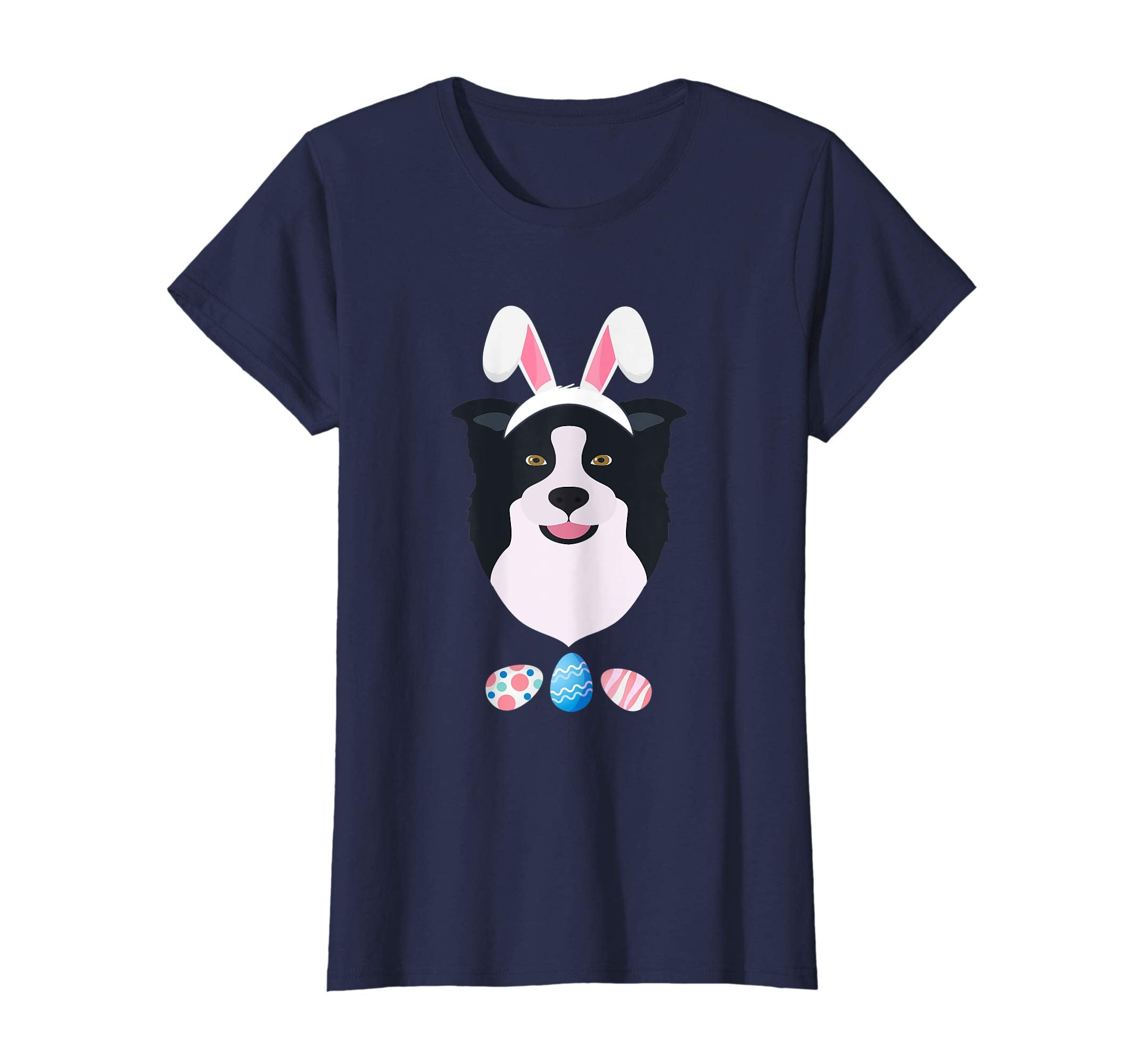 Funny Easter Border Collie With Bunny Ears And Eggs T Shirt