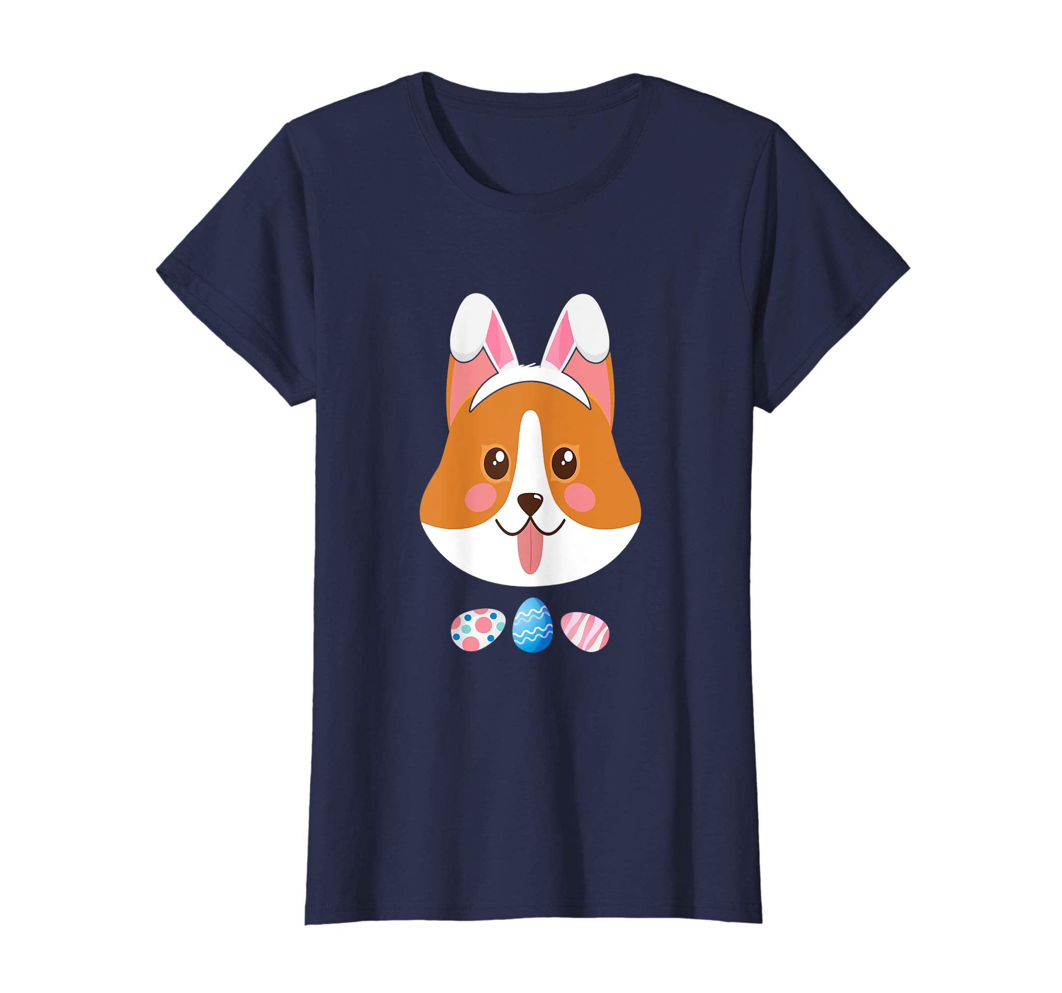 Funny Easter Corgi With Bunny Ears And Eggs T Shirt
