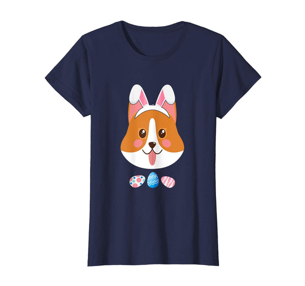 Funny Easter Corgi With Bunny Ears And Eggs T Shirt