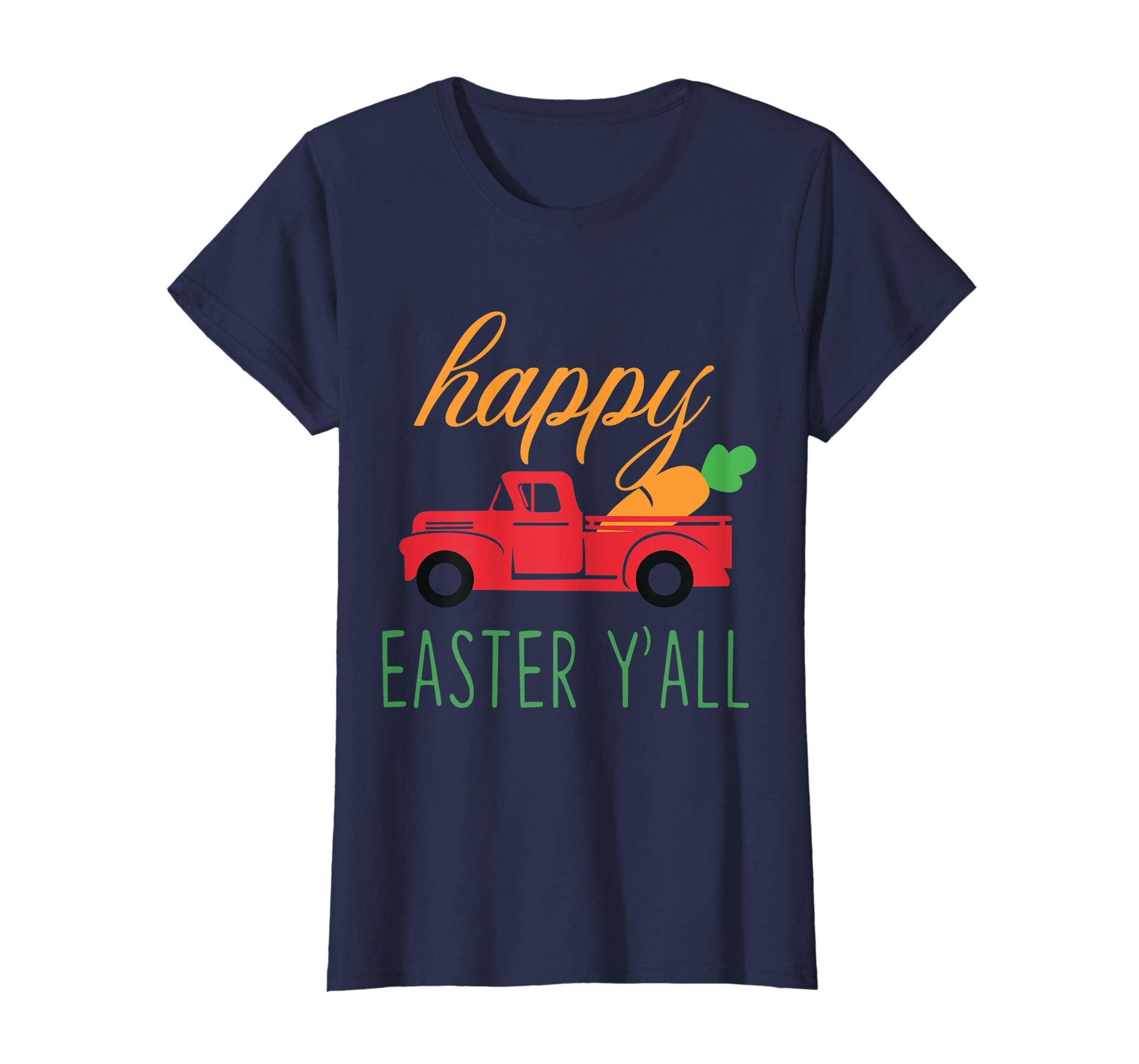Womens Happy Easter Yall Red Truck With Carrot Shirt Toddler