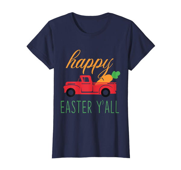 Womens Happy Easter Yall Red Truck With Carrot Shirt Toddler