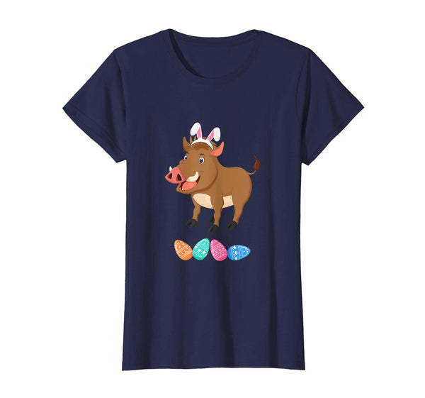 Funny Easter Boar With Bunny Ears And Eggs T Shirt