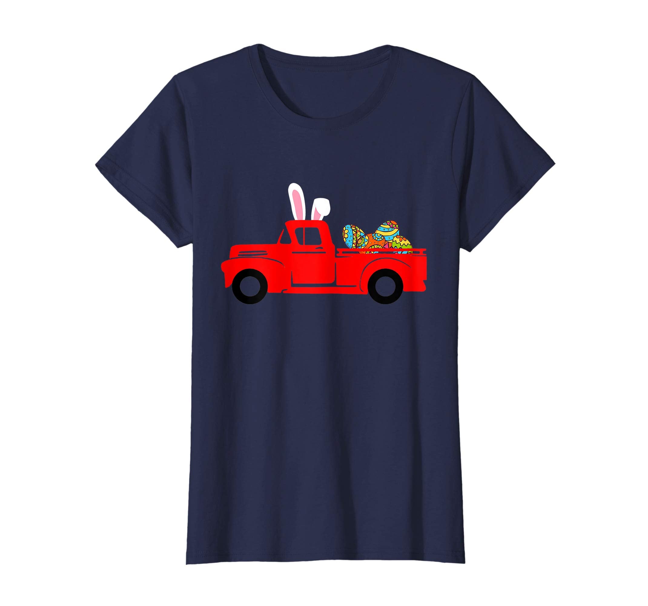 Red Old Truck Egg Hunting Easter Bunny Ear Headband T-Shirt