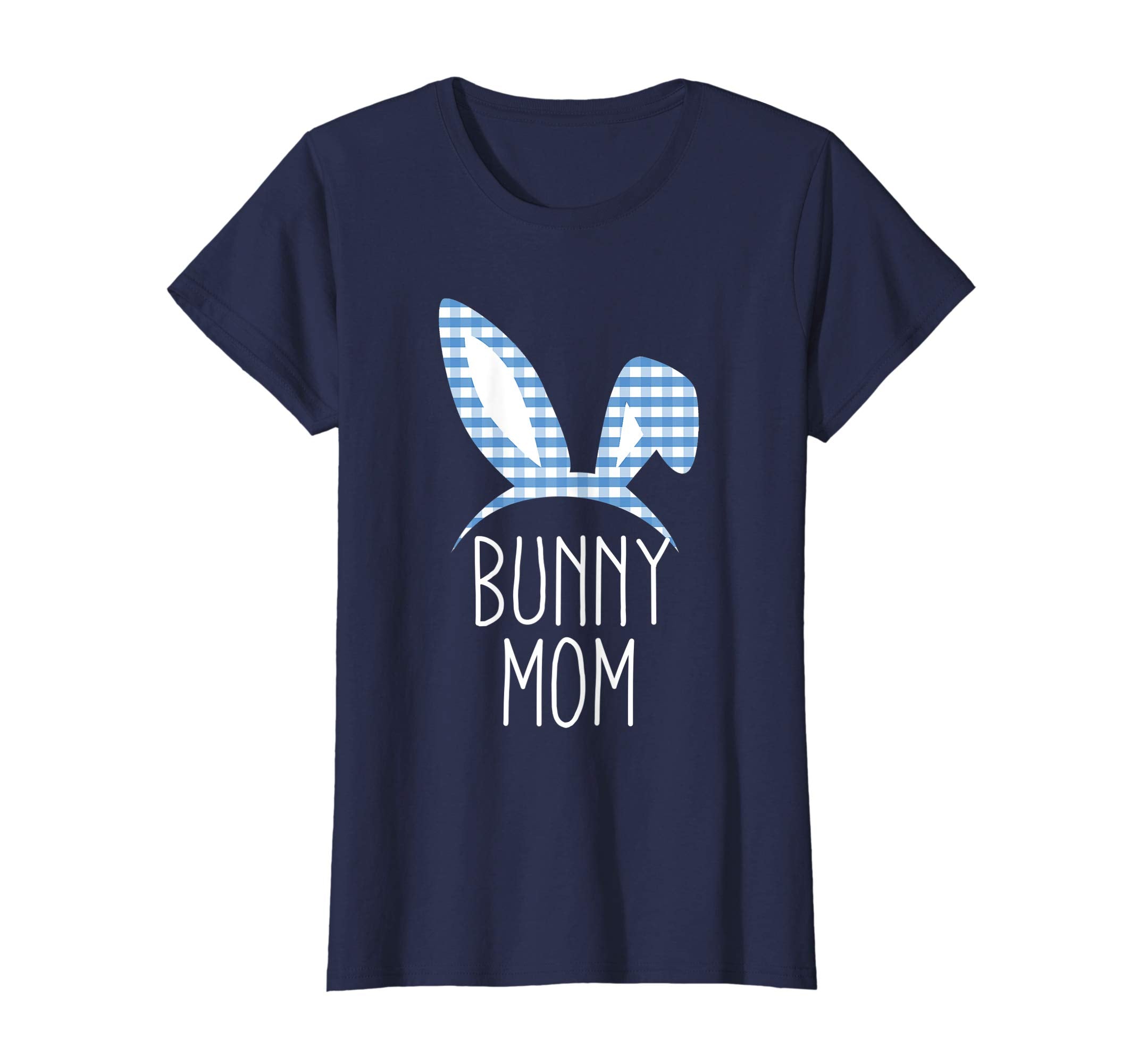 Womens Bunny Mom Gingham Check Ear Easter T Shirt for Mommy Mother