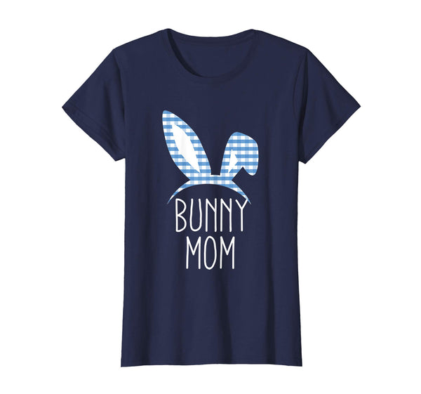 Womens Bunny Mom Gingham Check Ear Easter T Shirt for Mommy Mother