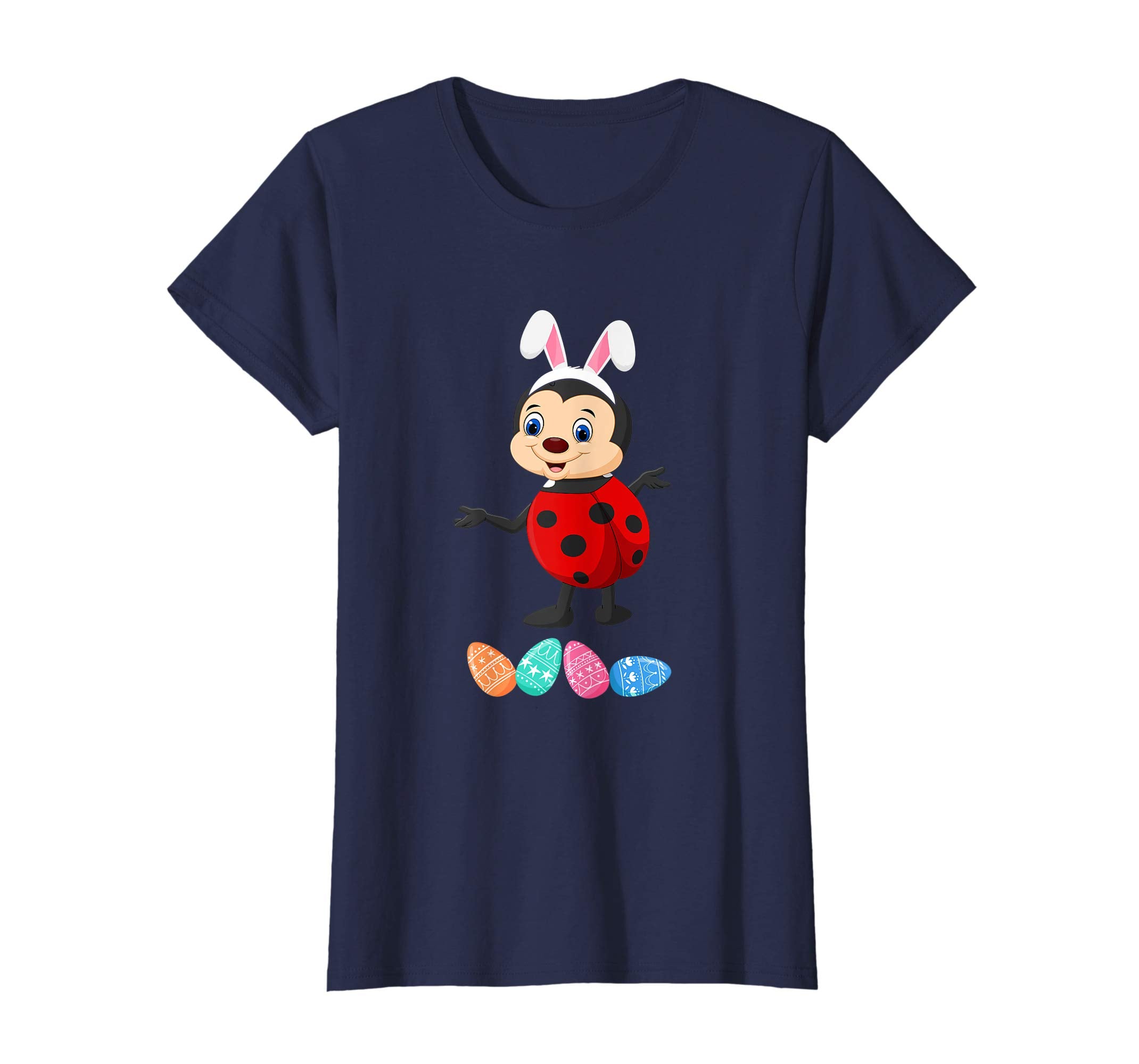 Funny Easter Ladybug With Bunny Ears And Eggs T Shirt