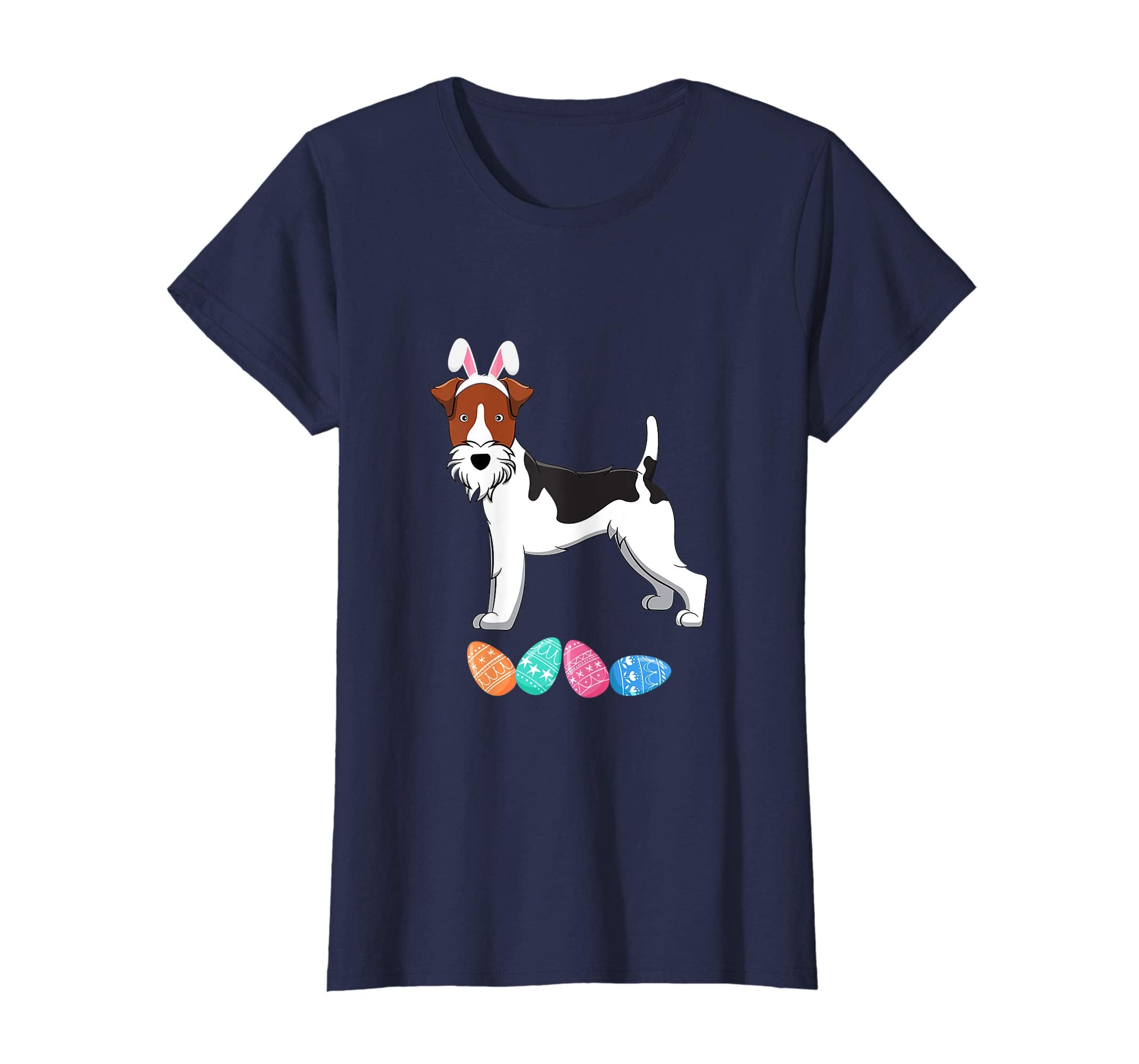 Funny Easter Fox Terier With Bunny Ears And Eggs T Shirt