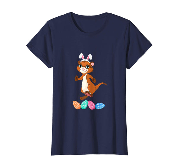 Funny Easter Ferret With Bunny Ears And Eggs T Shirt