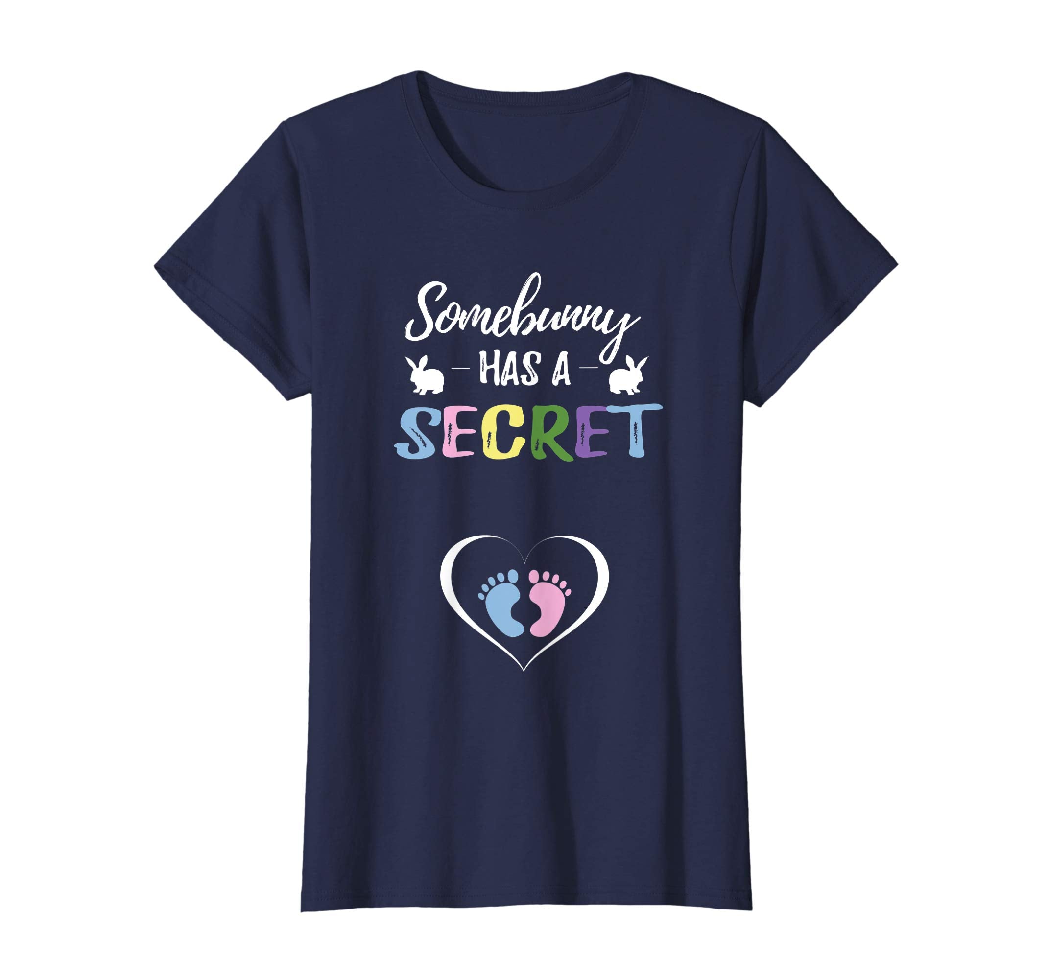 Womens Cute Easter Pregnancy Reveal T-Shirt Somebunny Has A Secret
