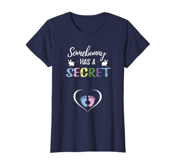 Womens Cute Easter Pregnancy Reveal T-Shirt Somebunny Has A Secret
