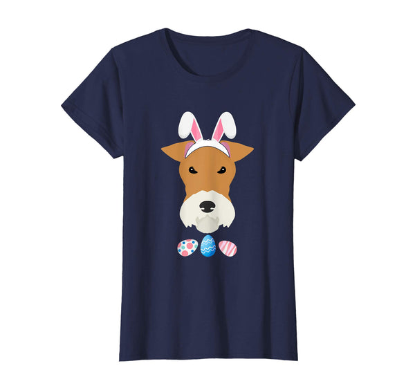 Funny Easter Fox Terier With Bunny Ears And Eggs T Shirt