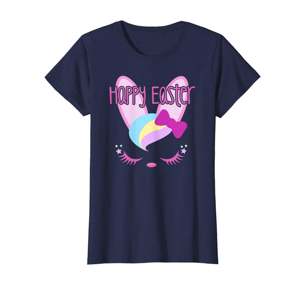 Bunny Face HAPPY EASTER Shirt Girls Kid Toddler Love Bunnies