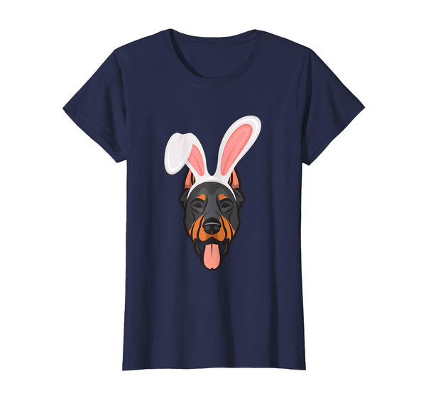 Dobermann Dressed As Easter Bunny With Rabbit Ears T-Shirt