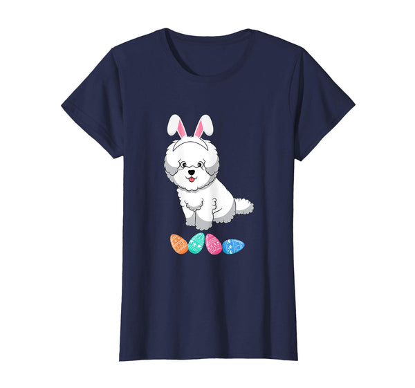 Funny Easter Bichon Frise With Bunny Ears And Eggs T Shirt