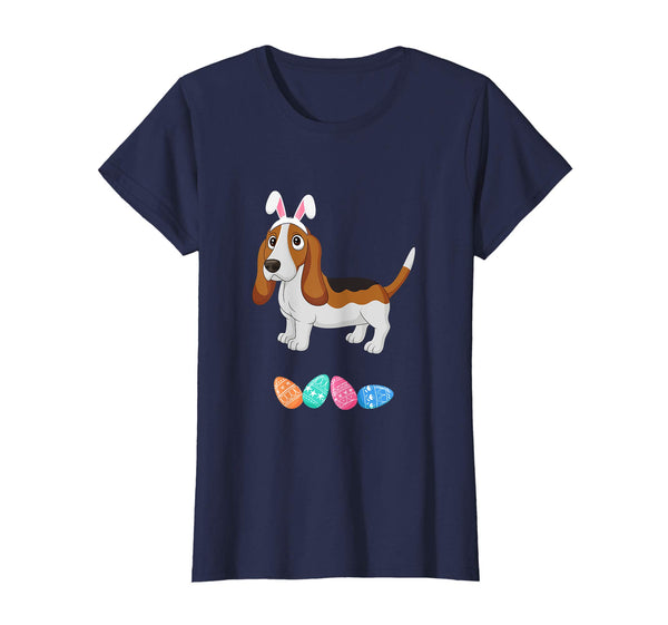 Funny Easter Basset Hound With Bunny Ears And Eggs T Shirt
