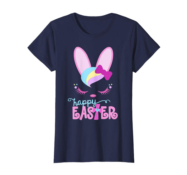 HAPPY EASTER Bunny Sleeping Face Christian Shirt Girls Women
