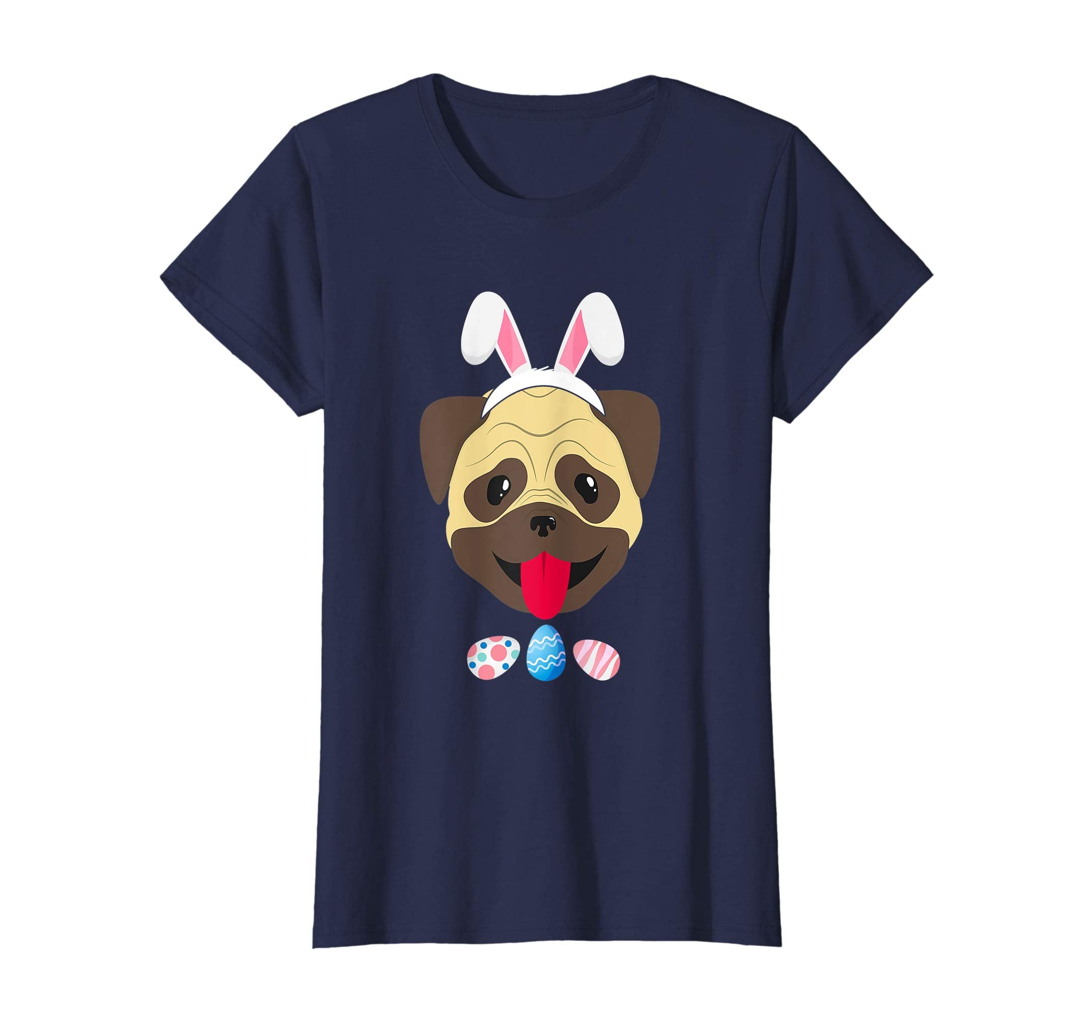 Funny Easter Pug With Bunny Ears And Eggs T Shirt