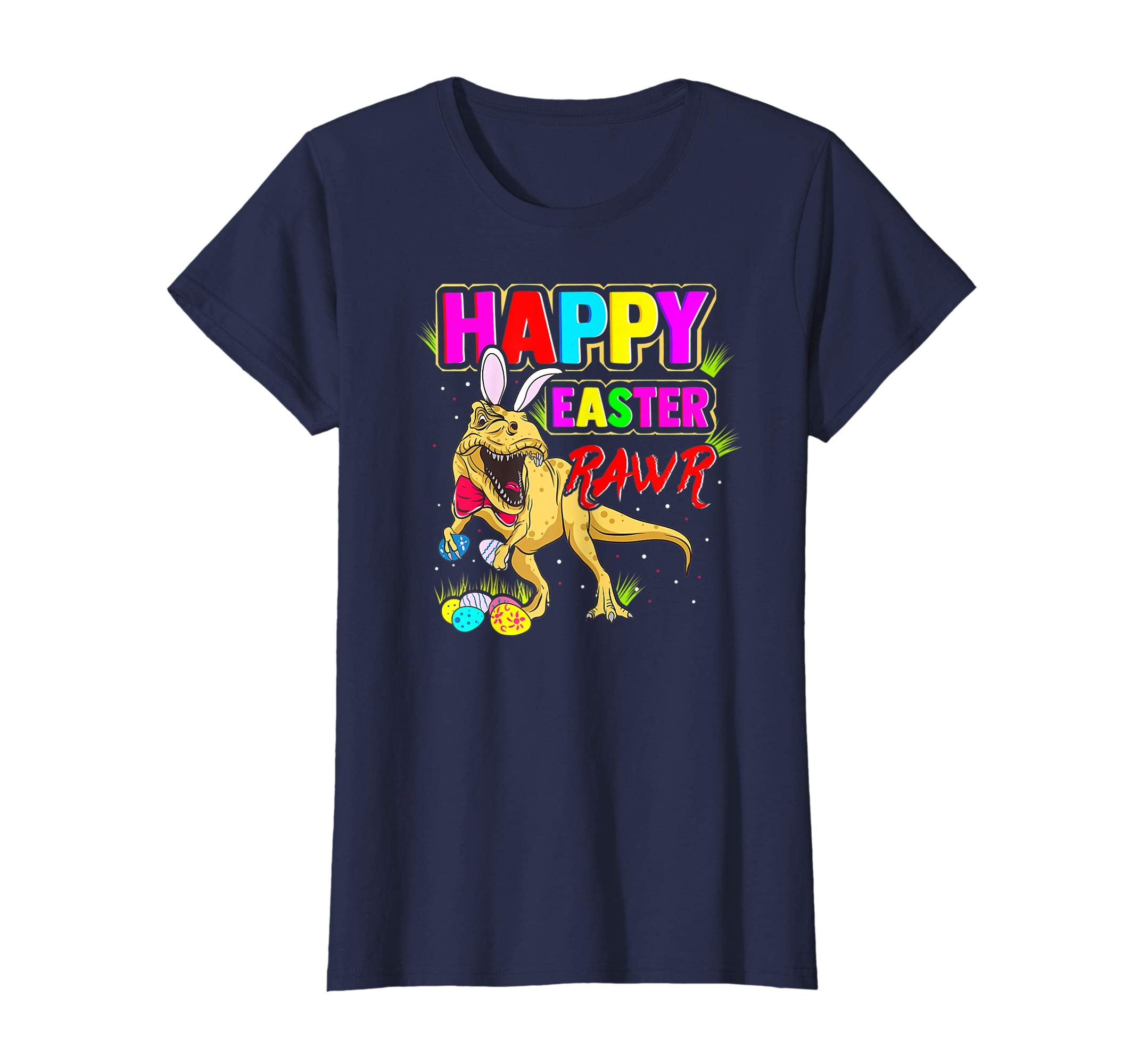 T-Rex Dinosaur Easter Bunny Shirt Kids School Eggs Rawr