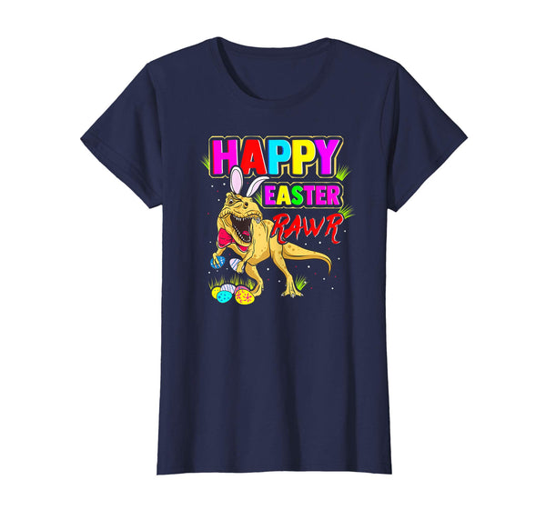 T-Rex Dinosaur Easter Bunny Shirt Kids School Eggs Rawr