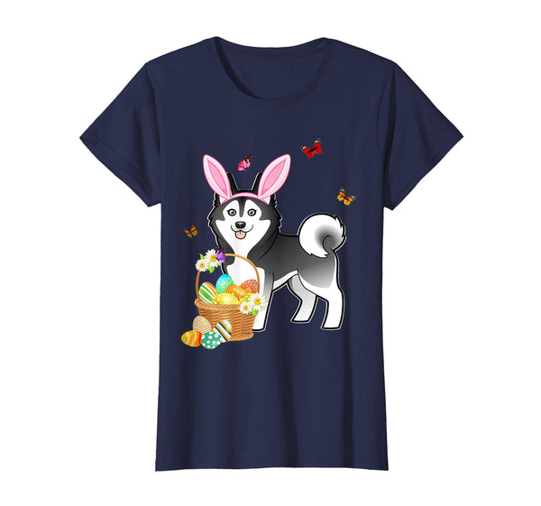 Siberian Husky Bunny Hat Rabbit Easter Eggs Shirt Happy Ea