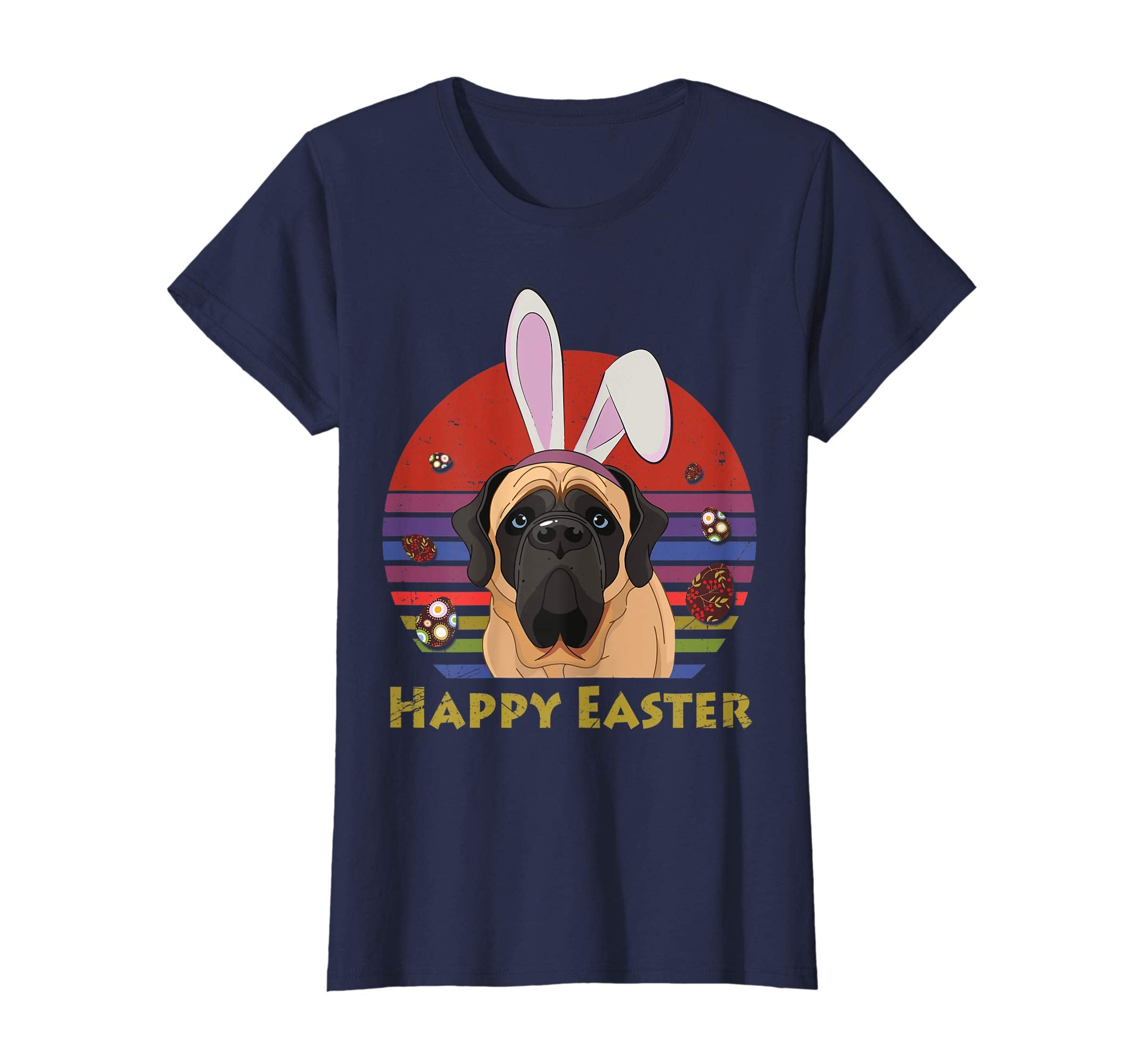 English Mastiff With Bunny Headband Happy Easter Tshirt Gift