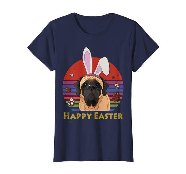 English Mastiff With Bunny Headband Happy Easter Tshirt Gift