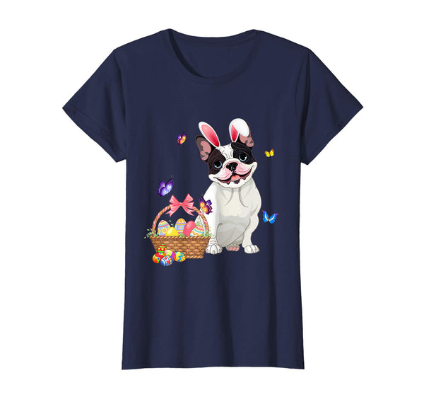 Funny Frech Bulldog Bunny with Eggs Easter T shirt Dog lover